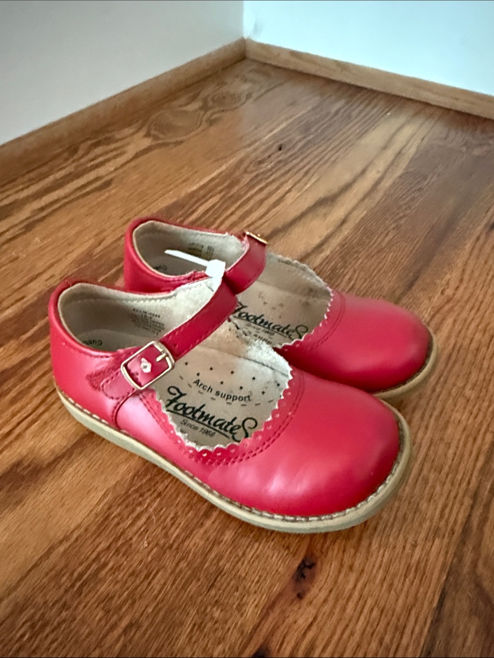 FootMates Bright Red Girls' Mary Jane Shoes with Buckle